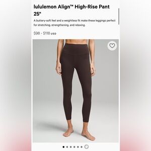 Lululemon Align leggings size 6 brown